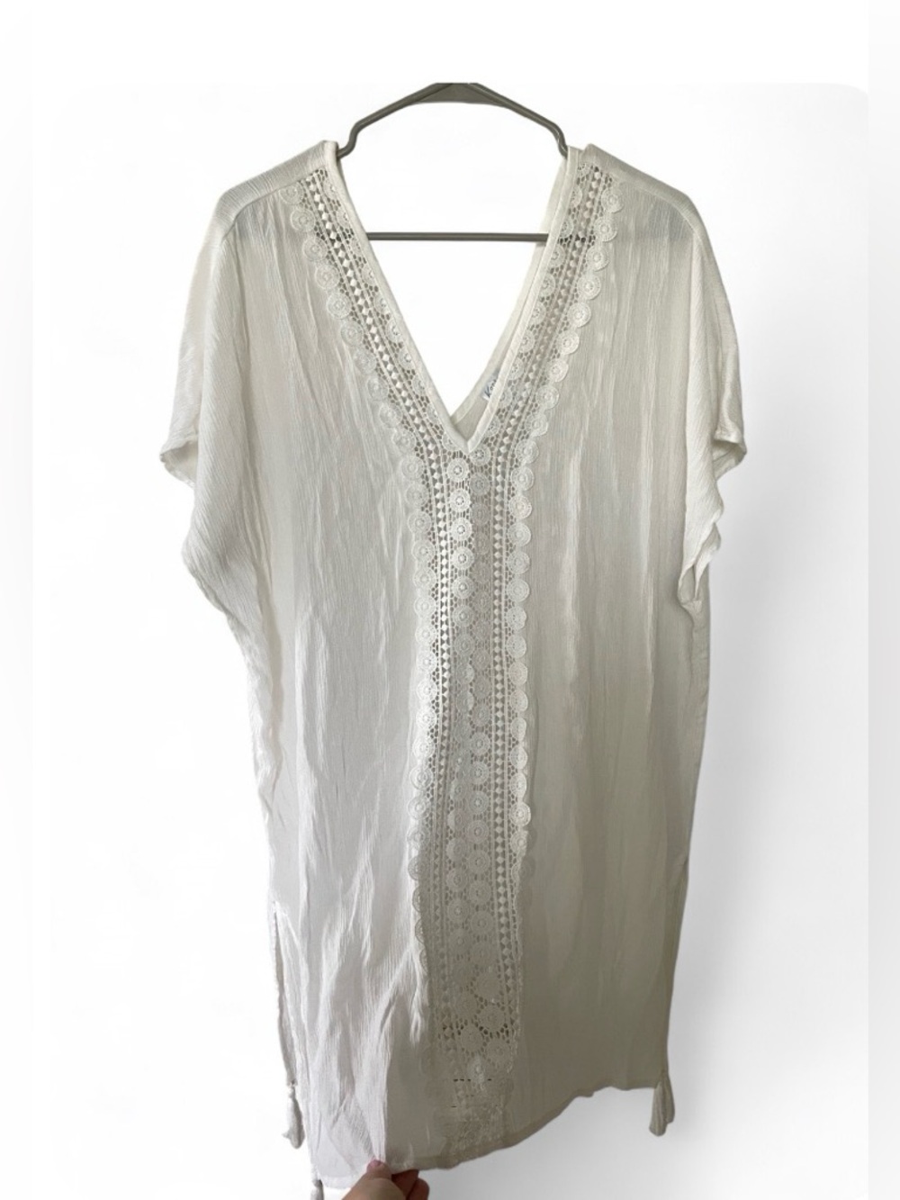 Kona Sol White Cover Up Crochet Lace Swim Coverup Dress Resort Wear Pool Beach L